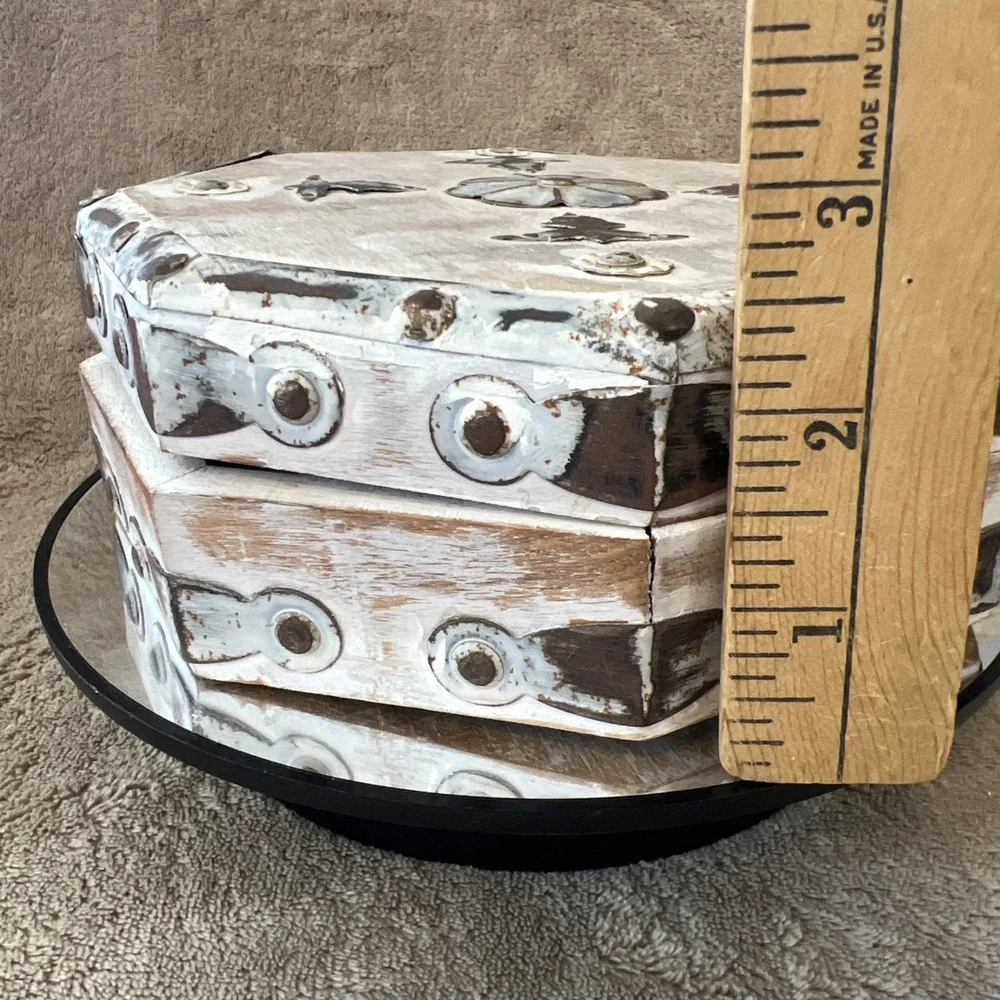 Wood and Metal Octagonal Trinket Jewelry Box Made In India‎ 7